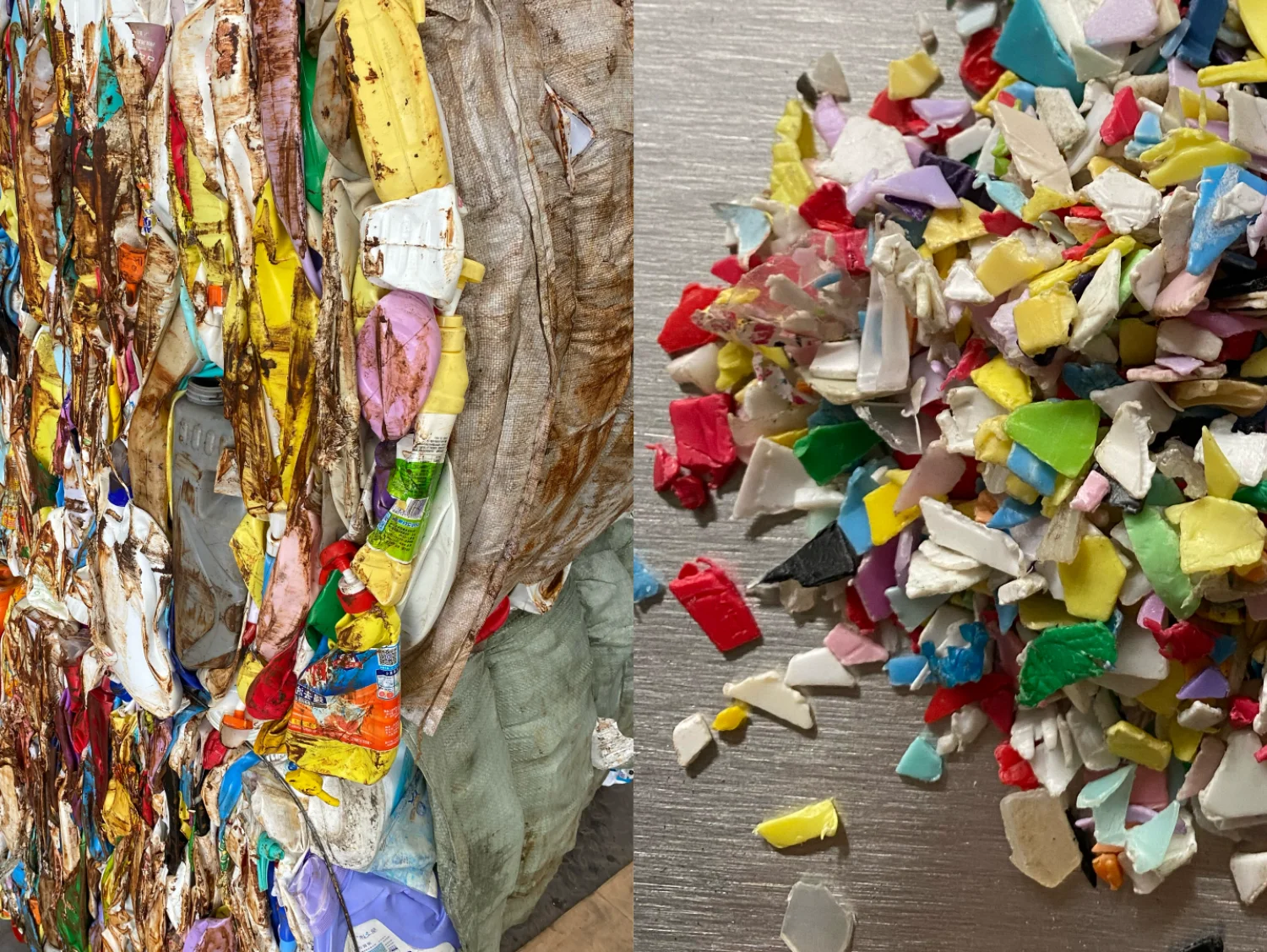 Crushed materials.