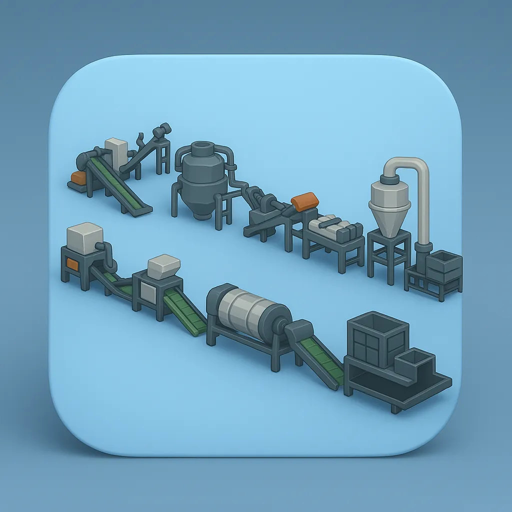 Eine industrielle PET-Flaschenrecyclingmaschine, die harte Kunststoffmaterialien reinigen soll.