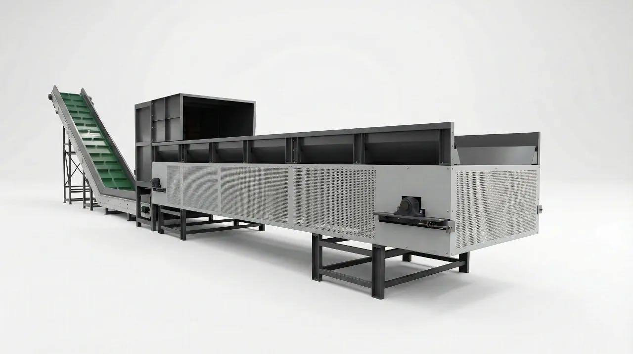 Automated bale breaker for PET bottle recycling line.