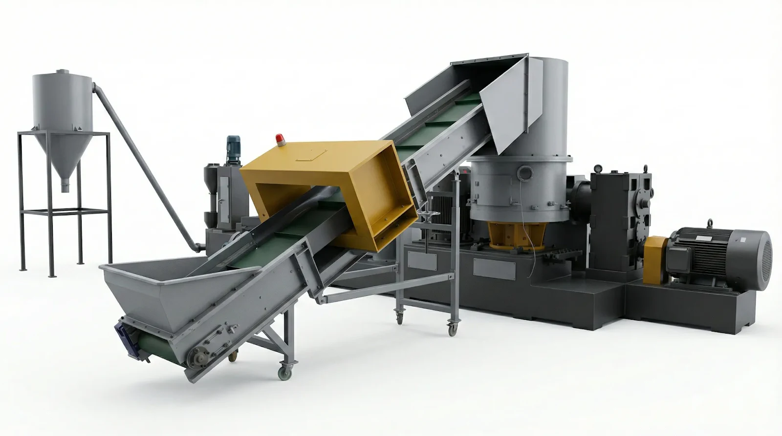 Repolyx Systems film pelletizing line with compactor, extruder, and air‑cooled pelletizer