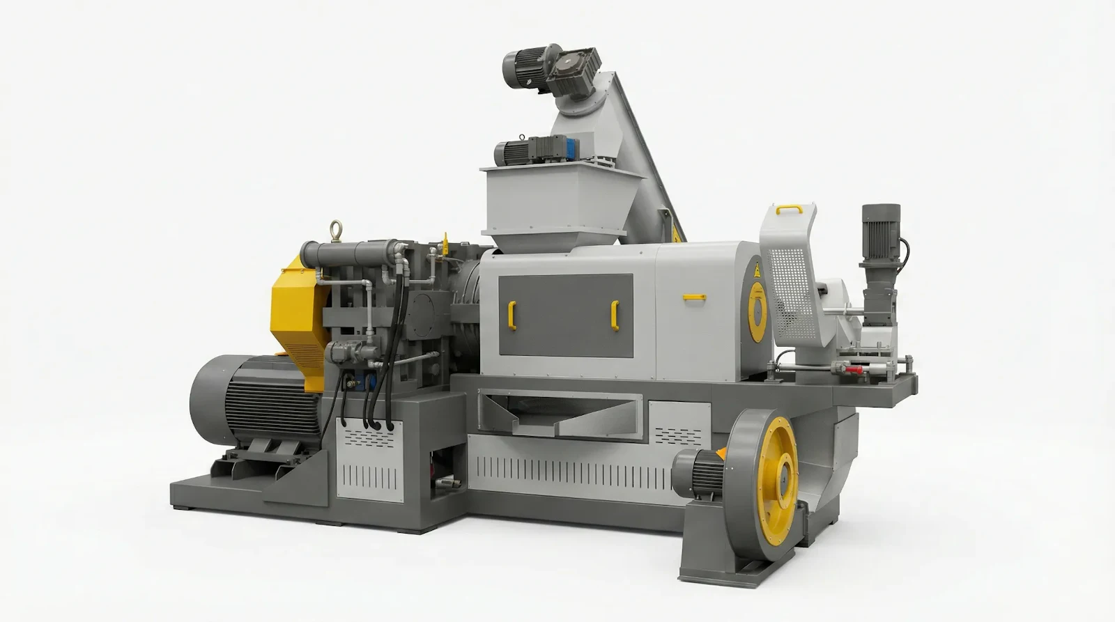 Plastic film squeezer and densifier for dewatering washed PE/PP film