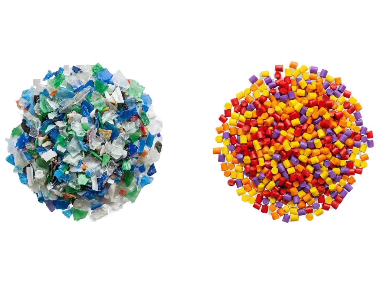 Recycled plastic material ready for processing