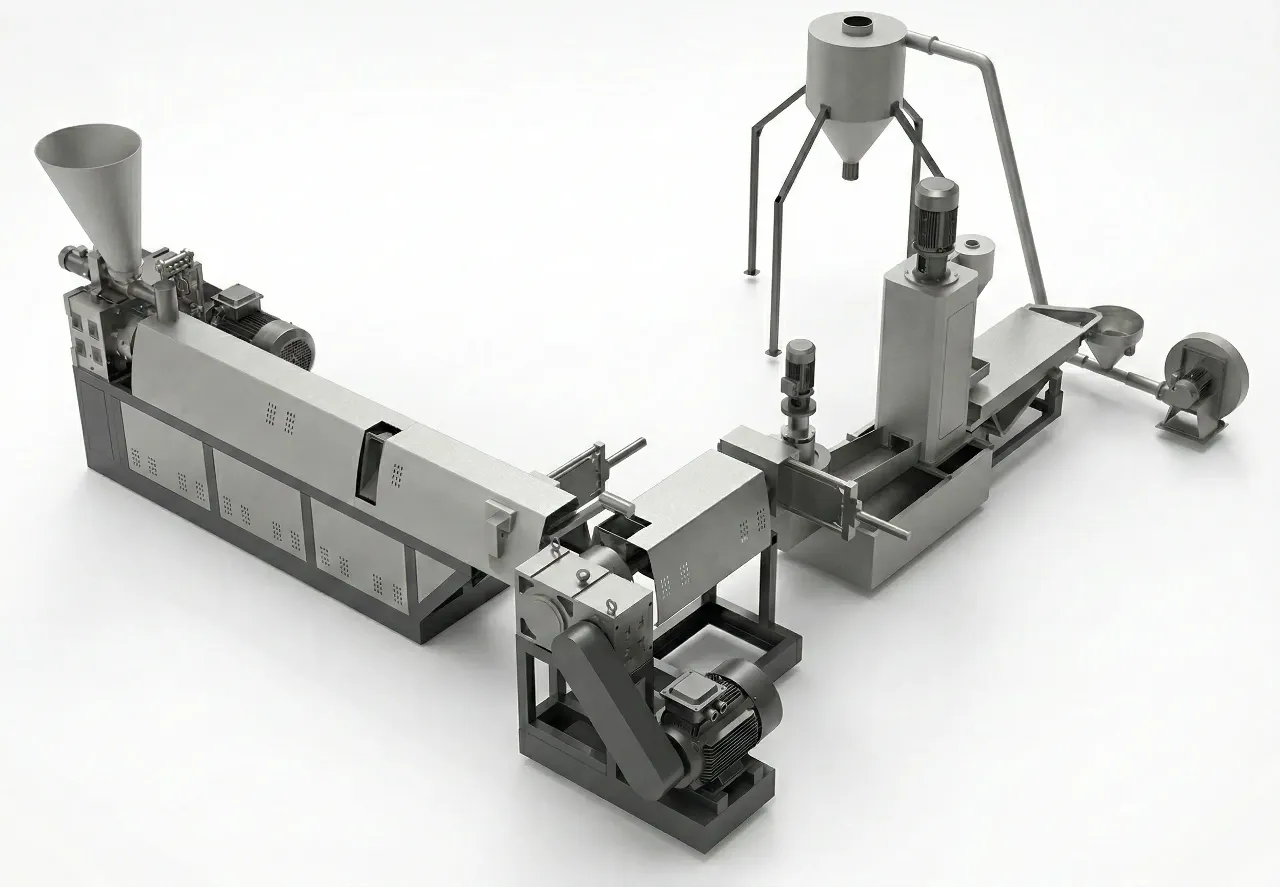 Hard plastic pelletizing line main view
