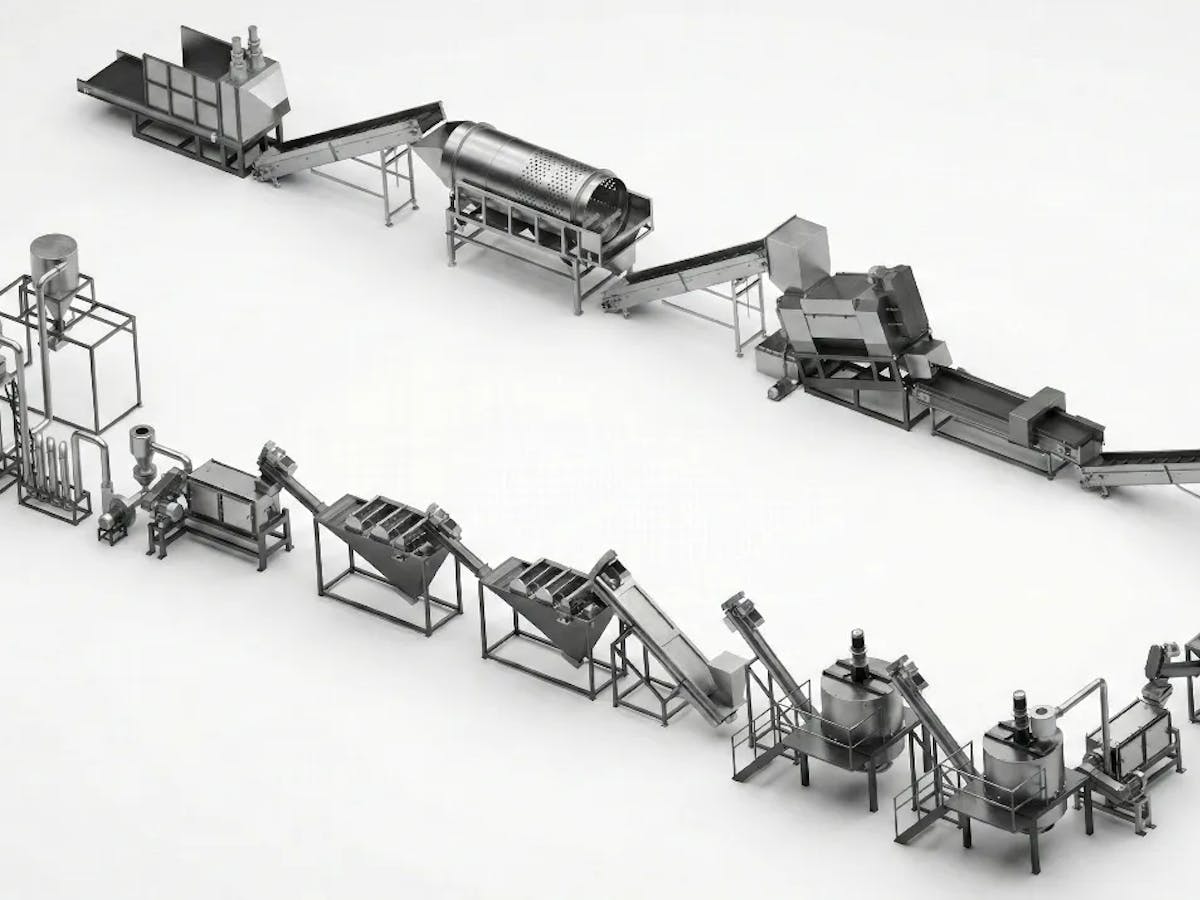 PET bottle washing line installed in a recycling factory