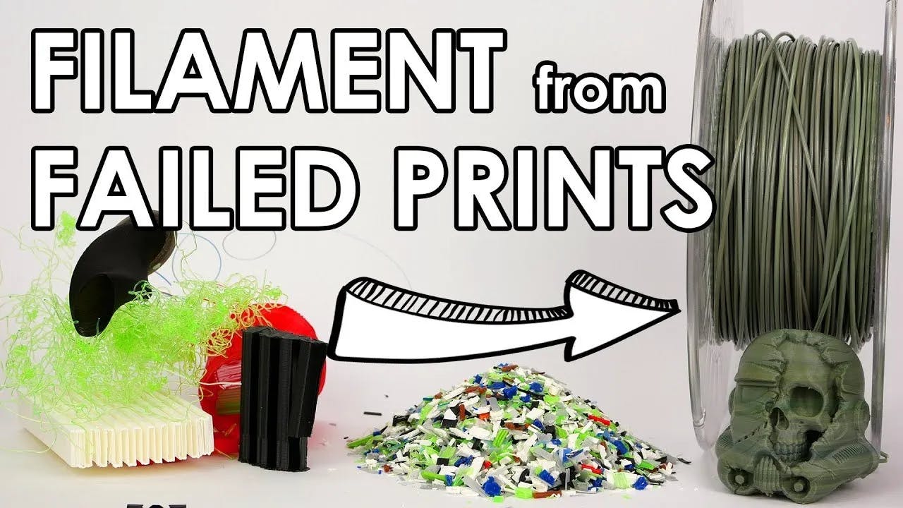 Failed 3D prints collected for recycling
