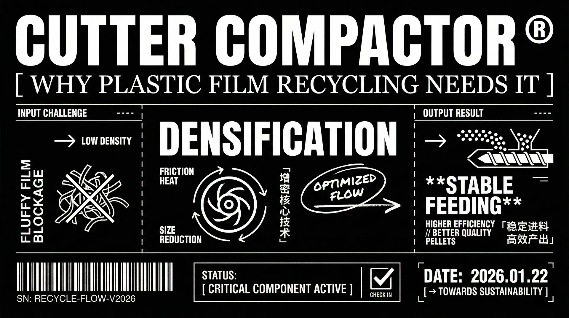 Why Plastic Film Recycling Lines Need a Cutter Compactor