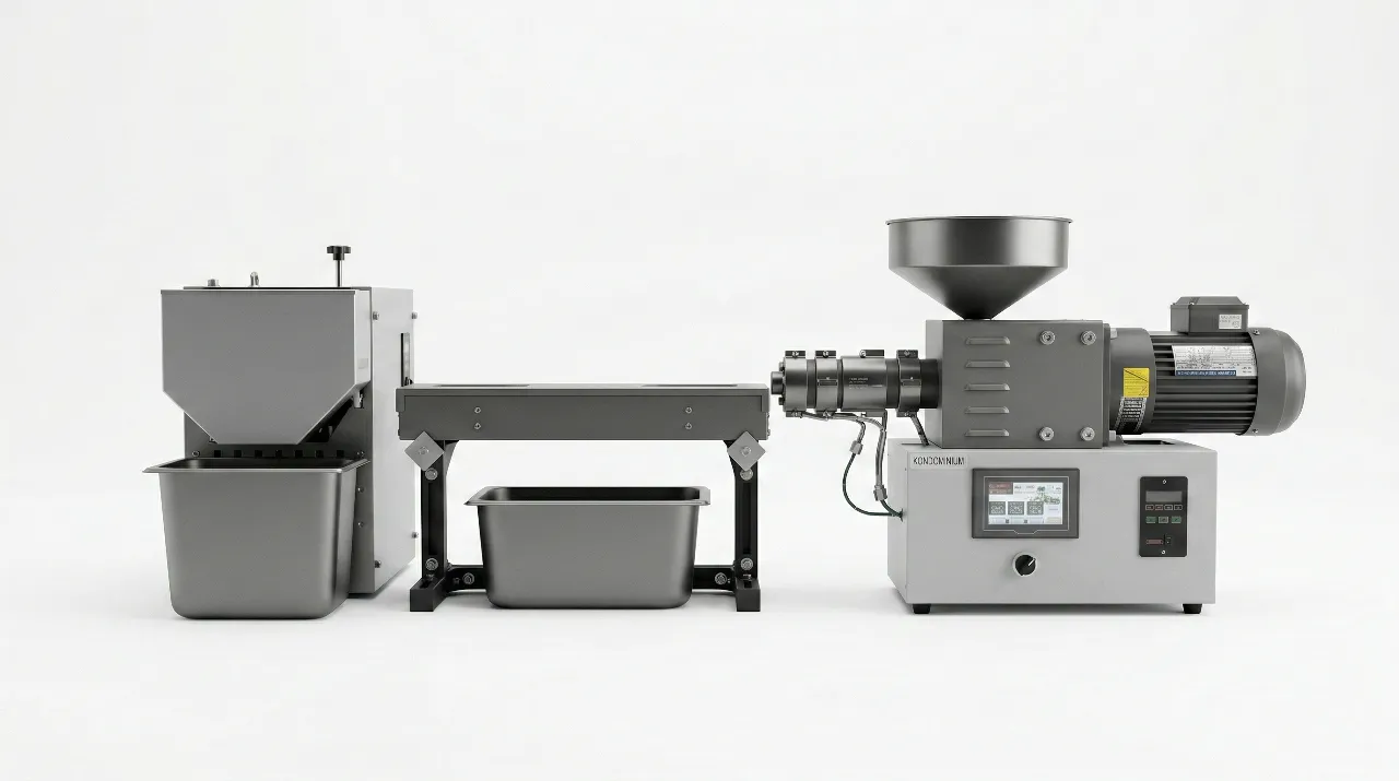 Complete laboratory twin-screw pelletizing line