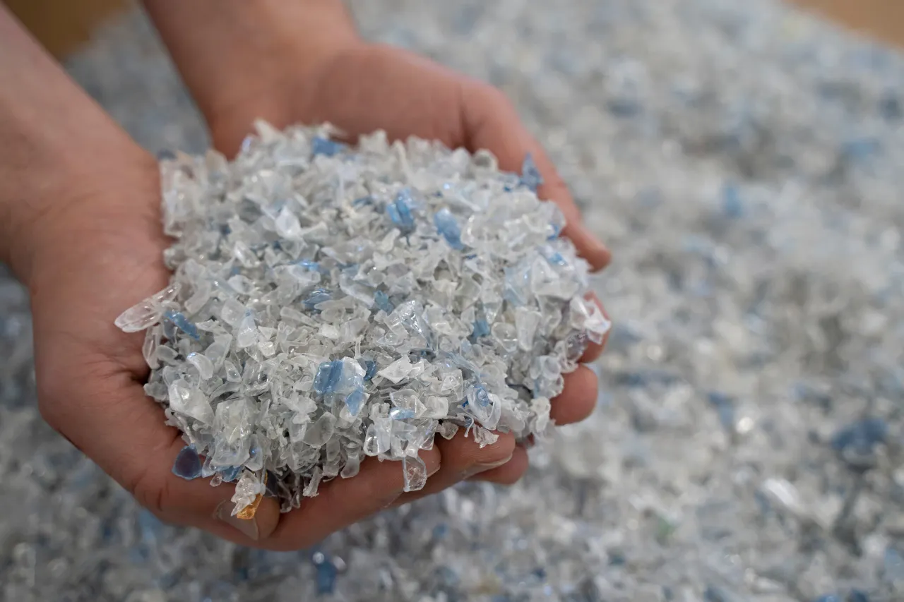 PVC contamination separated from PET flakes by electrostatic field