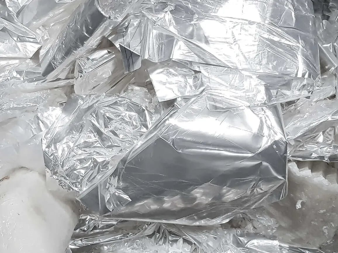 Waste BOPP film before shredding