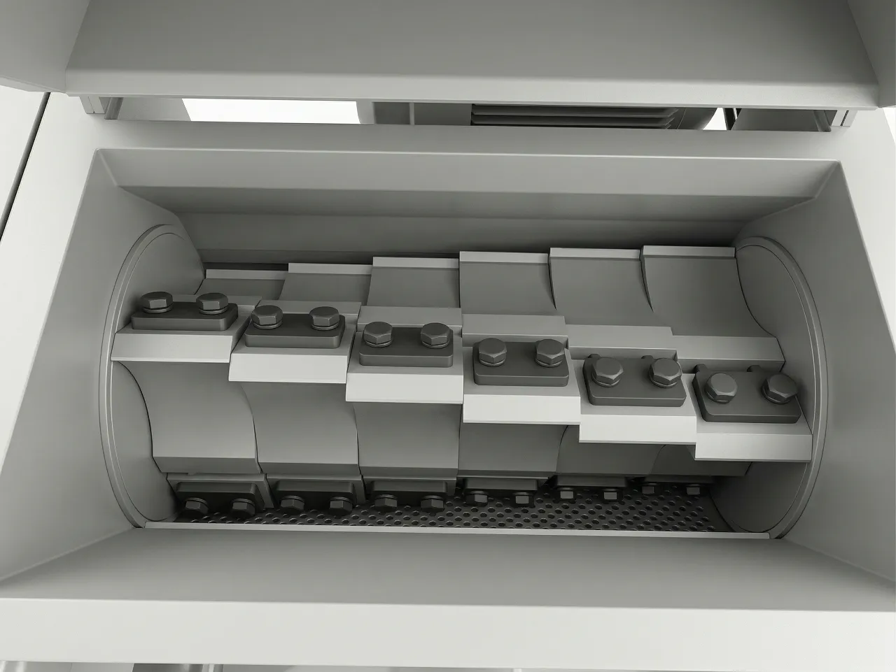 Small crusher machine blade set for in-house plastic regrind