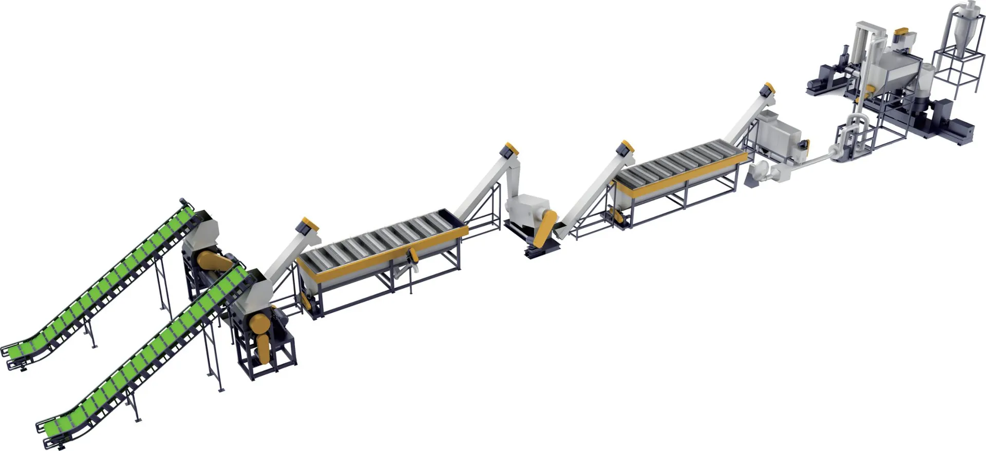 Complete plastic recycling plant layout